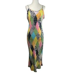 Rixo x Target Large Harlequin Patchwork Slip Midi/Maxi Dress Y2K Boho Festival